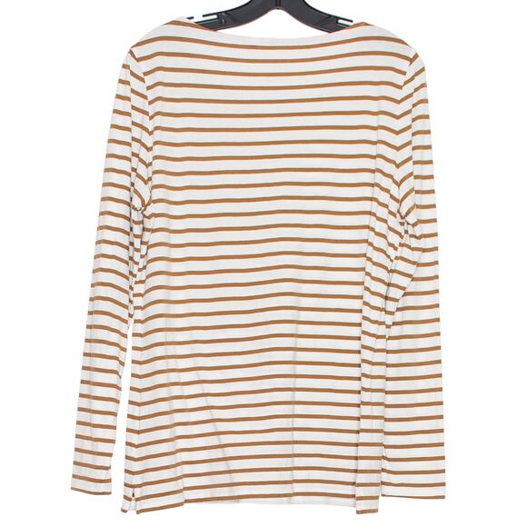 Boden Top Long Sleeve Tee Minimalist Preppy Coastal Grandma Boho Stripe Brown 14 - Picture 2 of 6